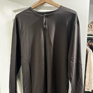 Cuts Clothing Long Sleeve Henley - Dark Brown
